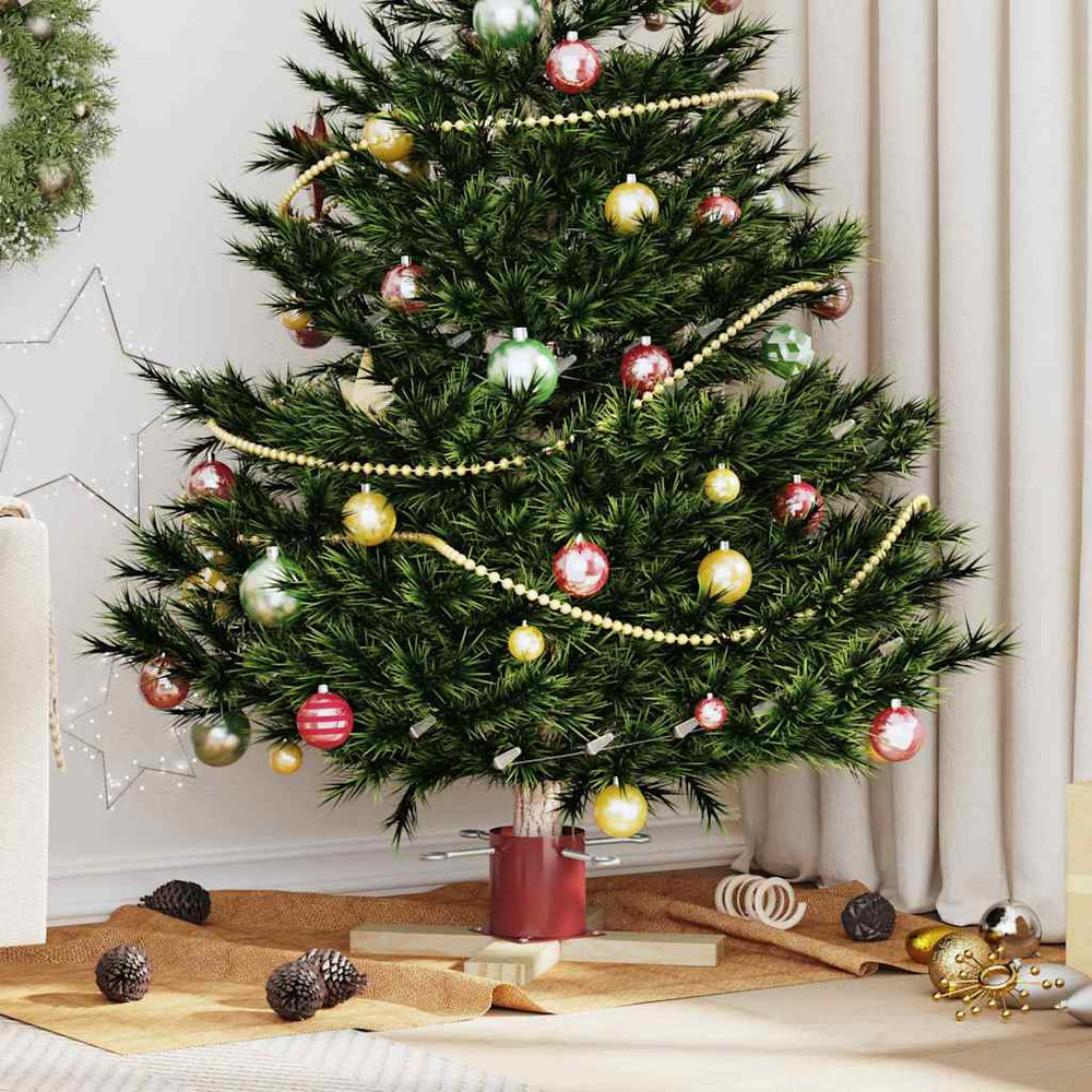 vidaXL Christmas Tree Stand Red 50 x 50 x 16 cm Solid Pine Wood