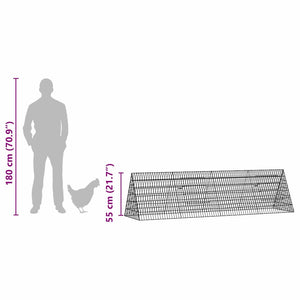 vidaXL Chicken Cage Silver 215 x 55 x 55 cm Galvanized Steel