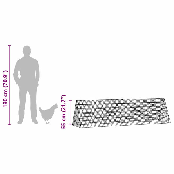 vidaXL Chicken Cage Silver 215 x 55 x 55 cm Galvanized Steel