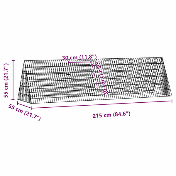 vidaXL Chicken Cage Silver 215 x 55 x 55 cm Galvanized Steel