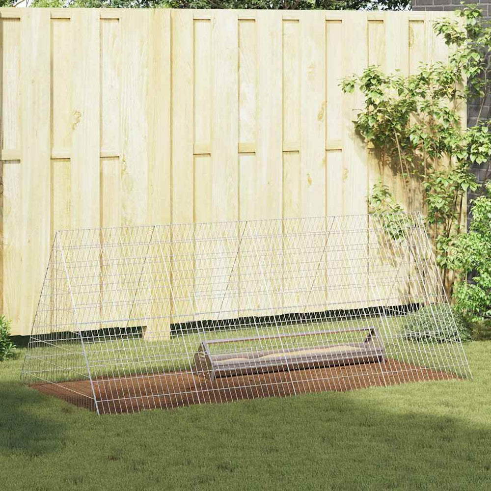 vidaXL Chicken Coop Silver 215 x 100 x 85 cm Galvanized Steel