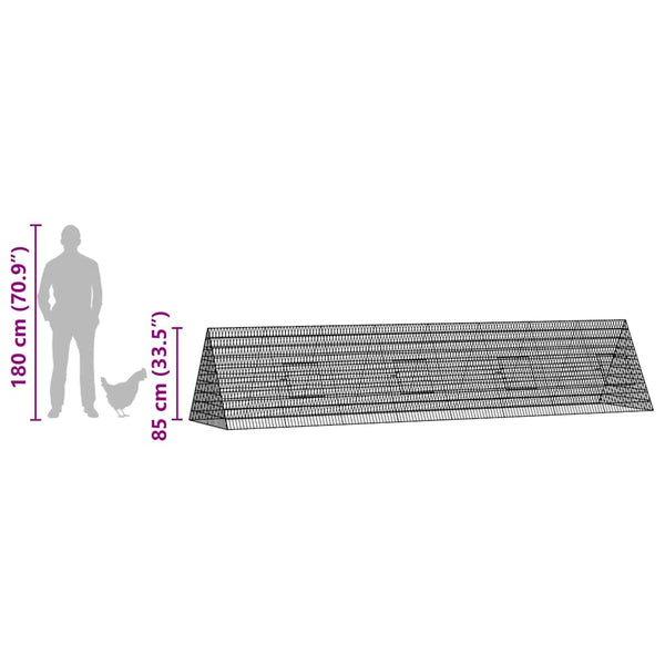 vidaXL Chicken Coop Silver 430 x 100 x 85 cm Galvanized Steel