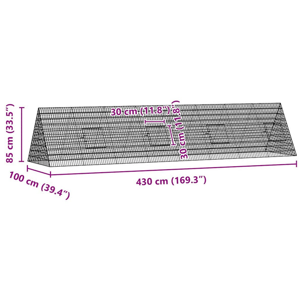 vidaXL Chicken Coop Silver 430 x 100 x 85 cm Galvanized Steel