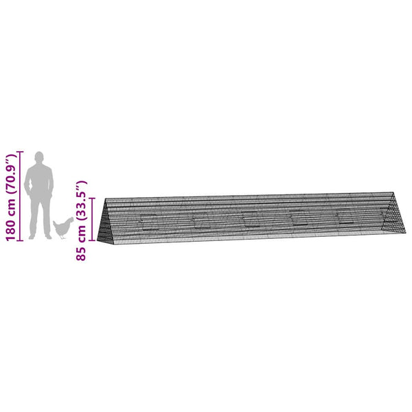 vidaXL Chicken Coop Silver 650 x 100 x 85 cm Galvanized Steel