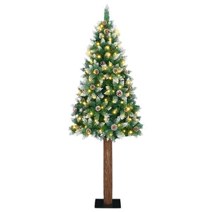 vidaXL Slim Christmas Tree with 300 LEDs and Stand Green 210 cm