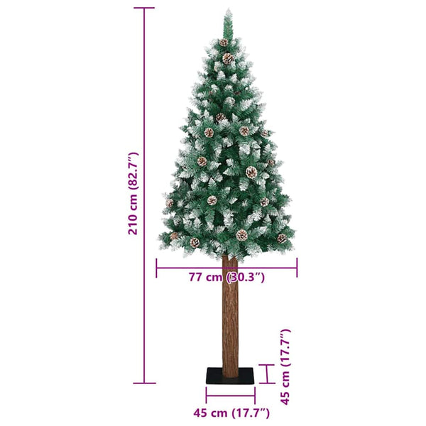 vidaXL Slim Christmas Tree with 300 LEDs and Stand Green 210 cm