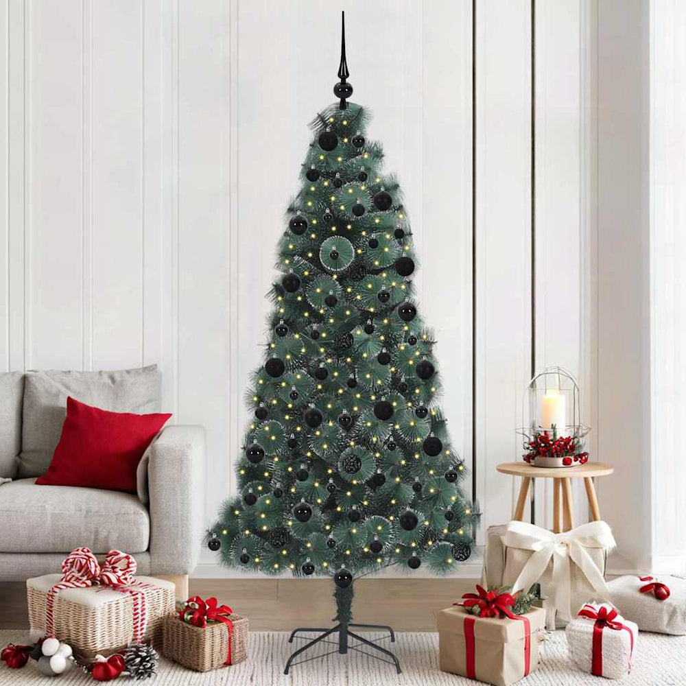 vidaXL Artificial Pre-Lit Christmas Tree with Ball Set 210 cm