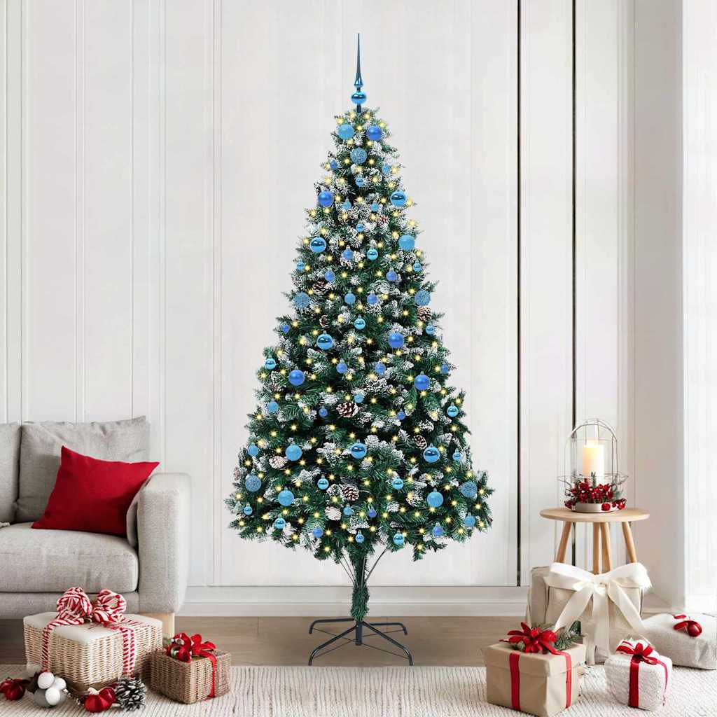 vidaXL Artificial Christmas Tree with 300 LED Lights with Stand Green 210 cm