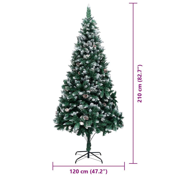 vidaXL Artificial Christmas Tree with 300 LED Lights with Stand Green 210 cm