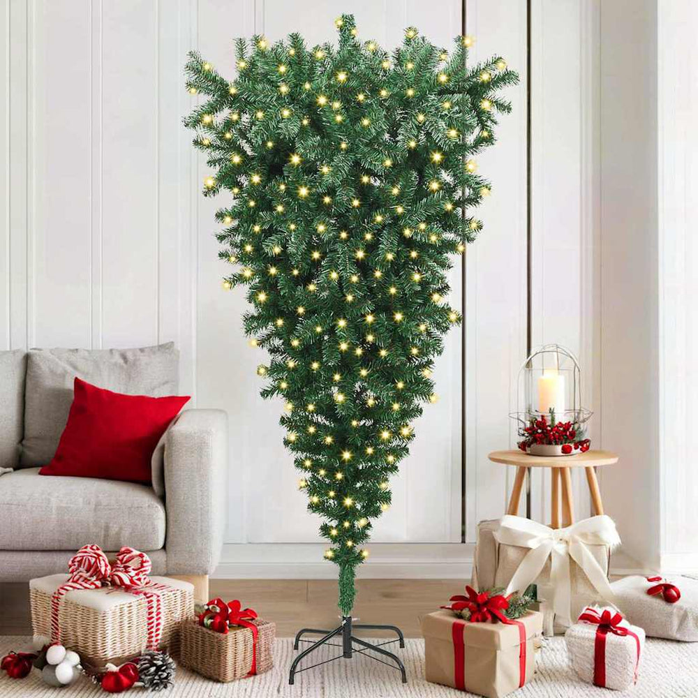 vidaXL Upside Down Artificial Pre-Lit Christmas Tree 180 cm
