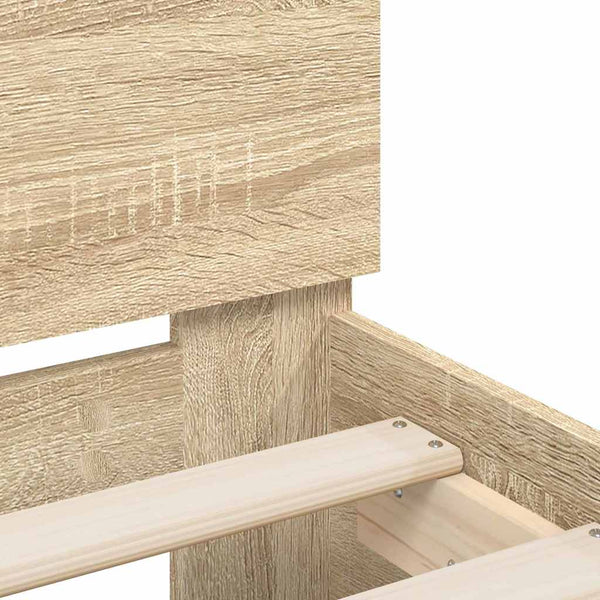 vidaXL LED Bed Frame Sonoma 137x190 cm Engineered Wood