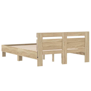 vidaXL LED Bed Frame Sonoma 137x190 cm Engineered Wood