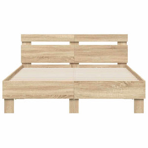 vidaXL LED Bed Frame Sonoma 137x190 cm Engineered Wood