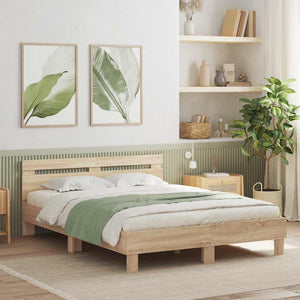 vidaXL LED Bed Frame Sonoma 152 x 203 cm Engineered Wood