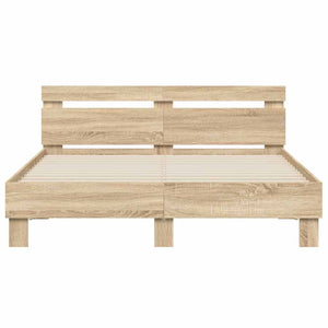 vidaXL LED Bed Frame Sonoma 152 x 203 cm Engineered Wood