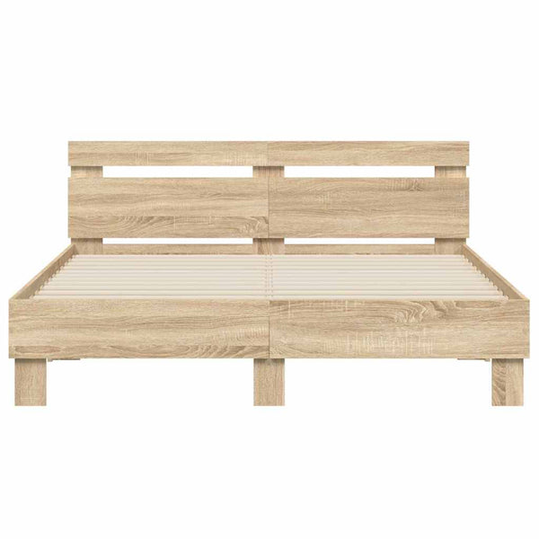 vidaXL LED Bed Frame Sonoma 152 x 203 cm Engineered Wood