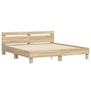 vidaXL LED Bed Frame Sonoma 193 x 203 cm Engineered Wood