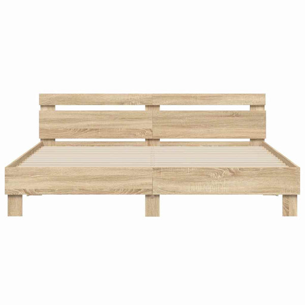 vidaXL LED Bed Frame Sonoma 193 x 203 cm Engineered Wood