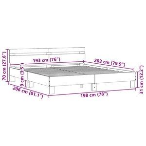 vidaXL LED Bed Frame Sonoma 193 x 203 cm Engineered Wood