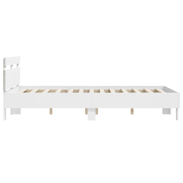 vidaXL LED Bed Frame with Headboard White 137 x 190 cm Engineered Wood