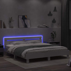 Bettrahmen mit LED, Weiß, 193x203 cm