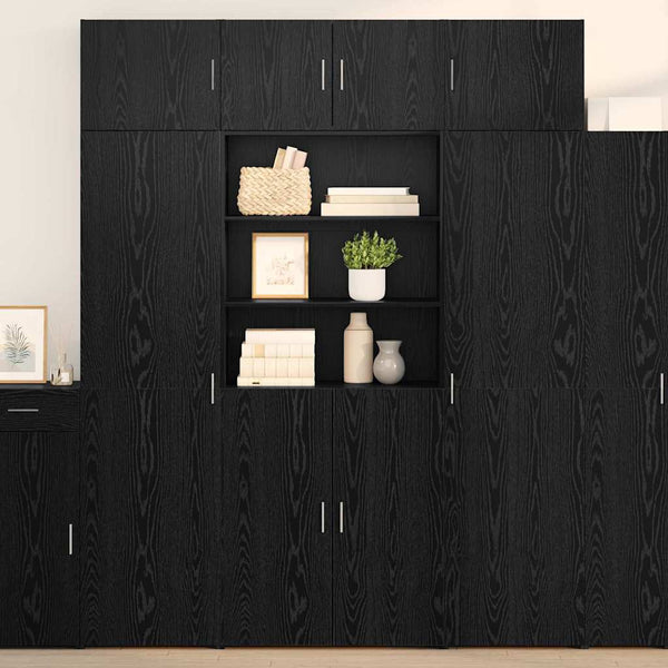 vidaXL Highboard Black Oak Look 80 x 42.5 x 185 cm Engineered Wood