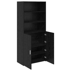 vidaXL Highboard Black Oak Look 80 x 42.5 x 185 cm Engineered Wood