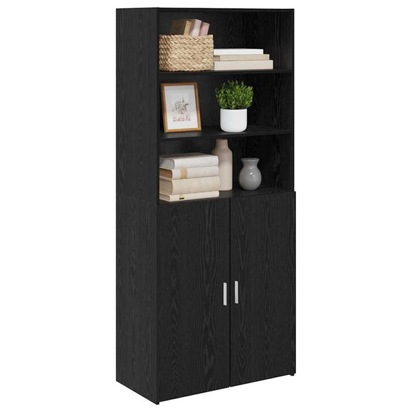 vidaXL Highboard Black Oak Look 80 x 42.5 x 185 cm Engineered Wood