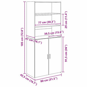 vidaXL Highboard Black Oak Look 80 x 42.5 x 185 cm Engineered Wood