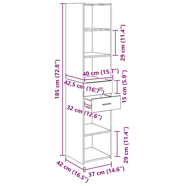 vidaXL Highboard Reclaimed Wood 40 x 42.5 x 185 cm Engineered Wood