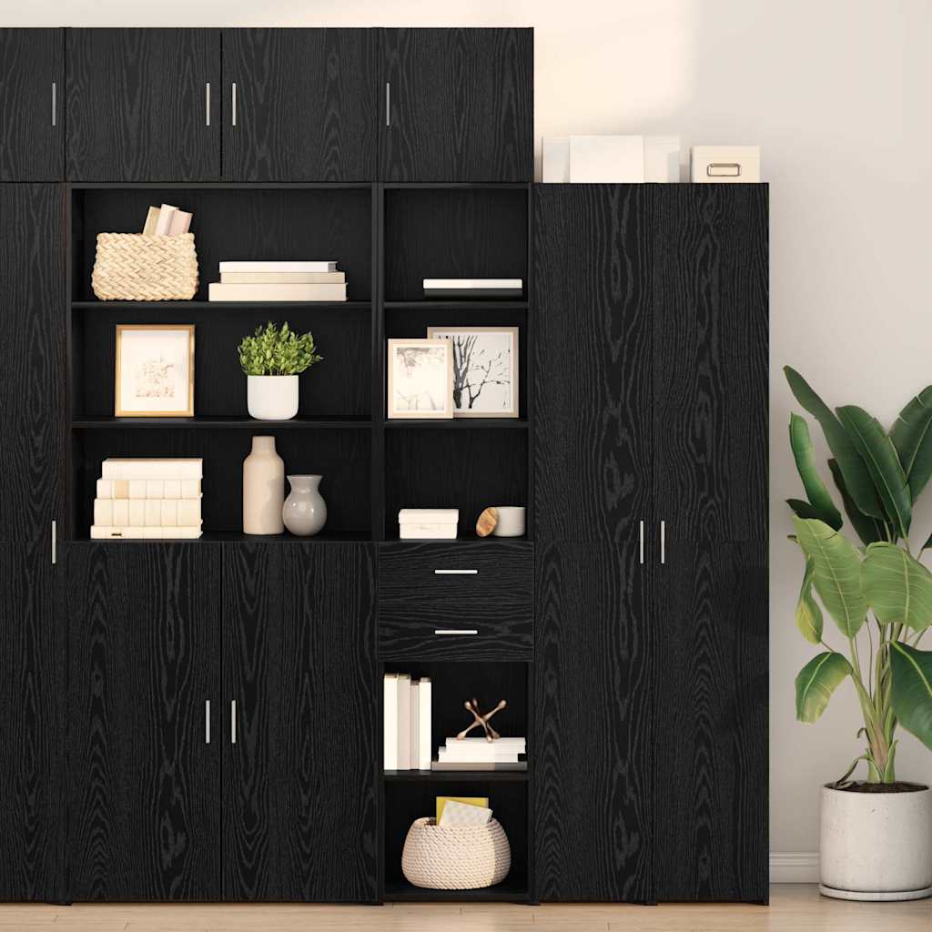 vidaXL Highboard Black Oak Look 40 x 42.5 x 185 cm Engineered Wood
