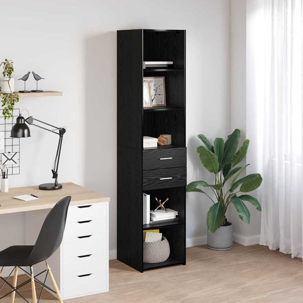 vidaXL Highboard Black Oak Look 40 x 42.5 x 185 cm Engineered Wood