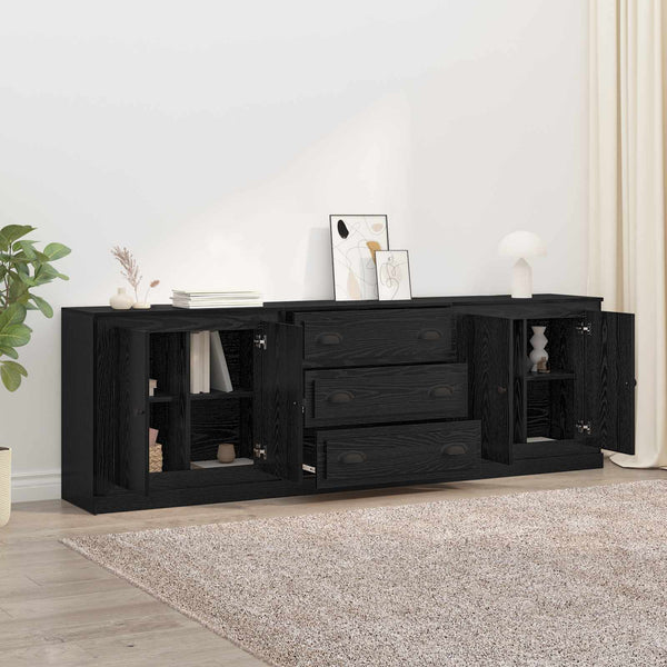 vidaXL Sideboards 3 pcs Black Oak 210 x 35.5 x 67.5 cm