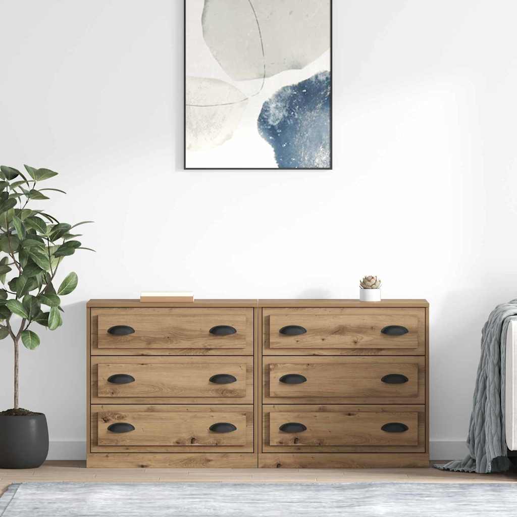 vidaXL Sideboards 2 pcs Artisan Oak 70 x 35.5 x 67.5 cm