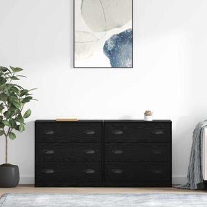 vidaXL Sideboards 2 pcs Black Oak Look 70 x 35.5 x 67.5 cm