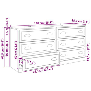 vidaXL Sideboards 2 pcs Black Oak Look 70 x 35.5 x 67.5 cm
