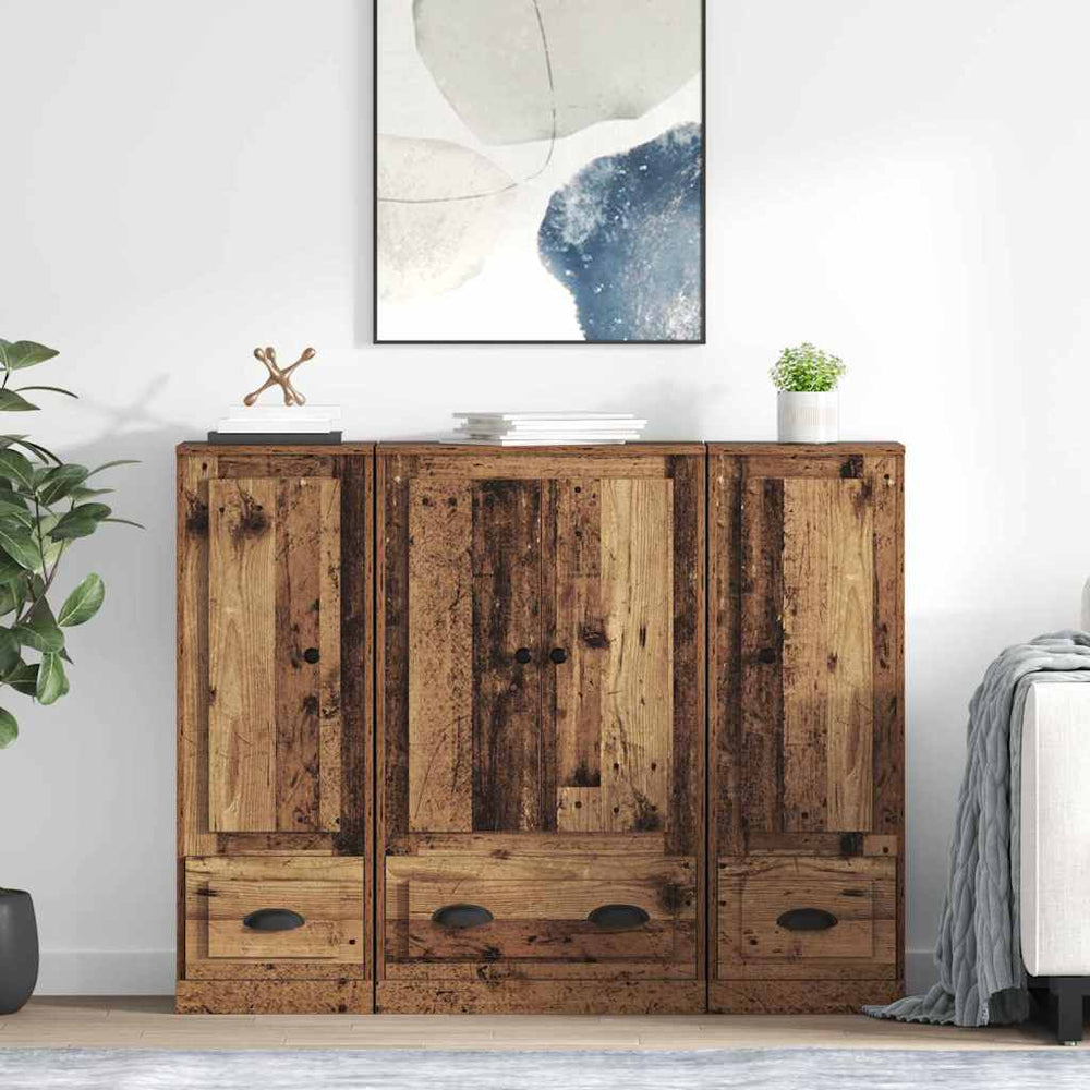 vidaXL Sideboard with Drawers 3 pcs Reclaimed Wood Engineered Wood