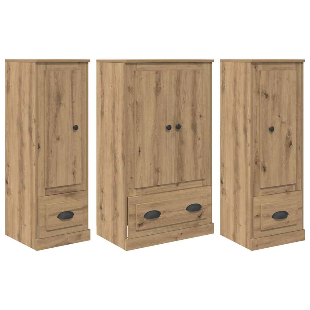 vidaXL Highboard with Drawers 3 pcs Engineered Wood Artisan Oak