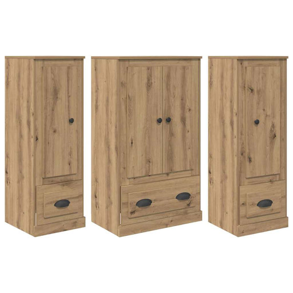 vidaXL Highboard with Drawers 3 pcs Engineered Wood Artisan Oak