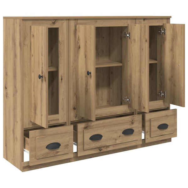 vidaXL Highboard with Drawers 3 pcs Engineered Wood Artisan Oak