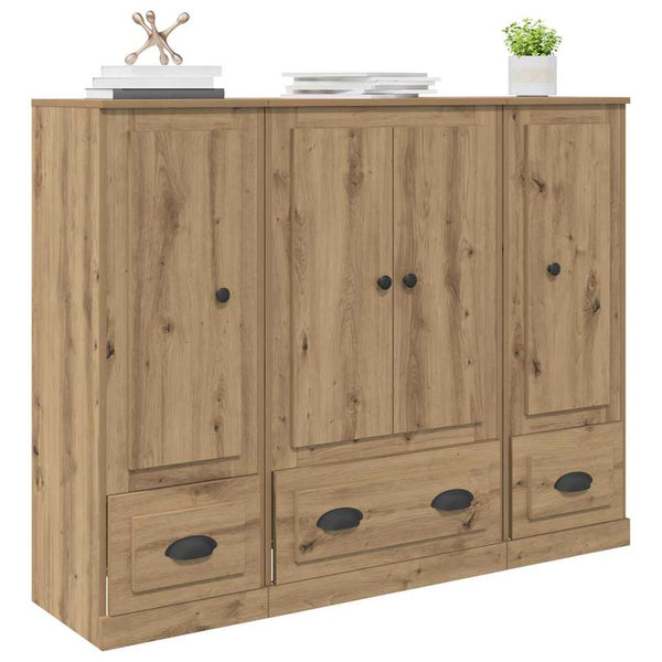 vidaXL Highboard with Drawers 3 pcs Engineered Wood Artisan Oak