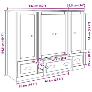 vidaXL Highboard with Drawers 3 pcs Engineered Wood Artisan Oak