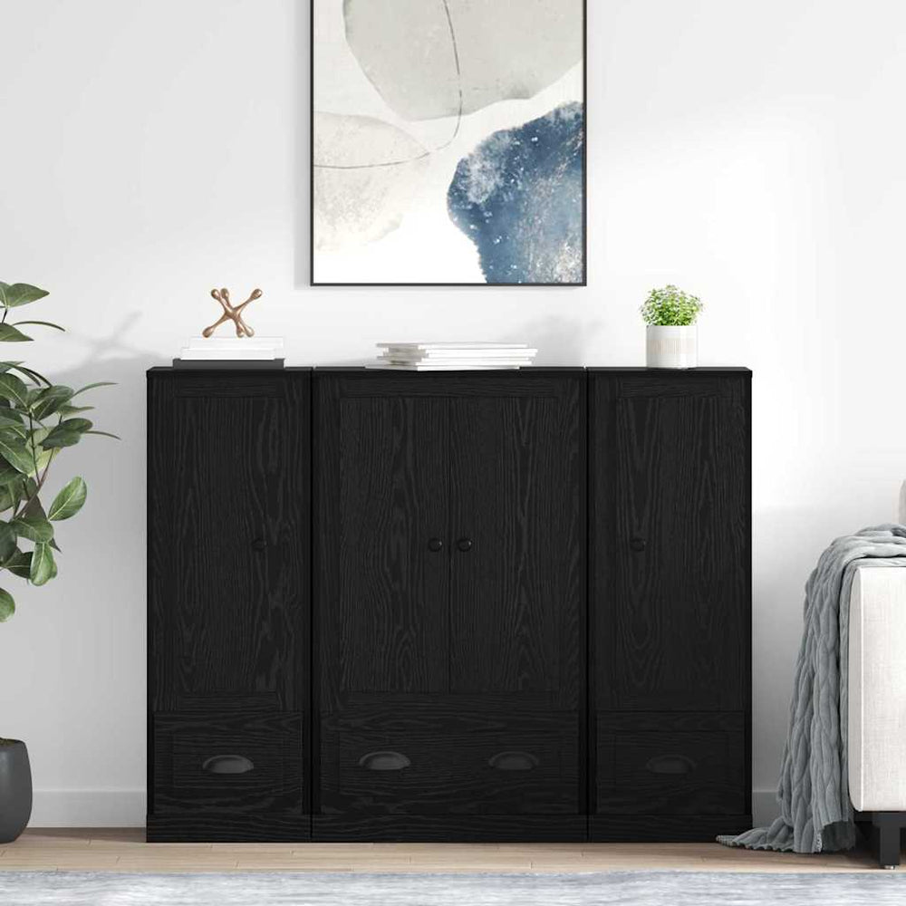 vidaXL Highboard 3 pcs Black Oak Look Engineered Wood
