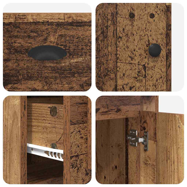 vidaXL Desk with Cabinet and Door Reclaimed Wood 154.5 x 50 x 75 cm