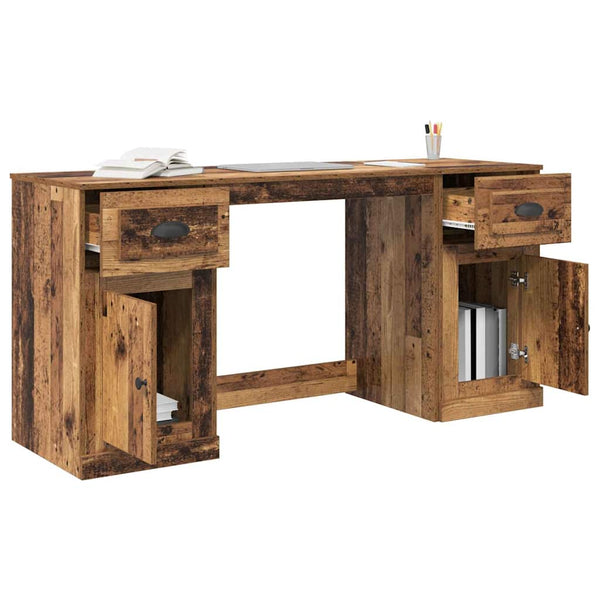vidaXL Desk with Cabinet and Door Reclaimed Wood 154.5 x 50 x 75 cm