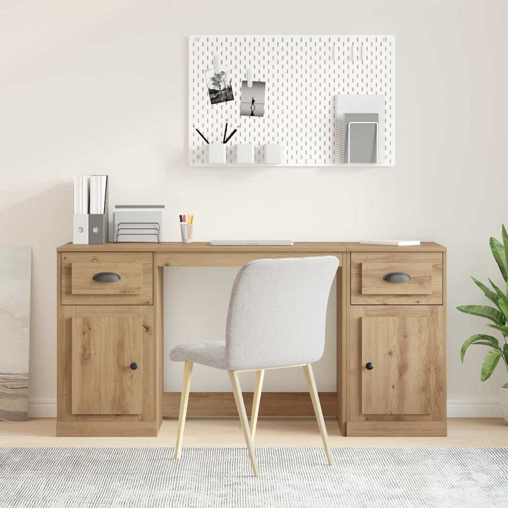 vidaXL Desk with Cabinet Artisan Oak 154.5 x 50 x 75 cm