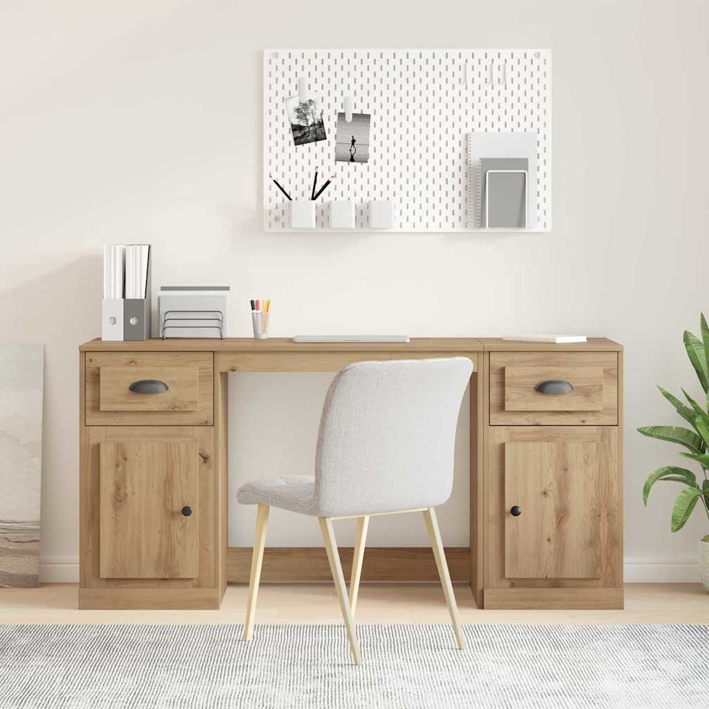 vidaXL Desk with Cabinet Artisan Oak 154.5 x 50 x 75 cm