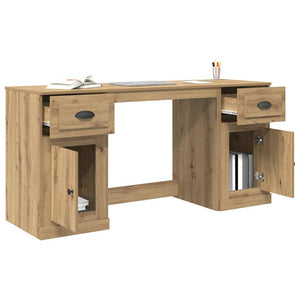 vidaXL Desk with Cabinet Artisan Oak 154.5 x 50 x 75 cm