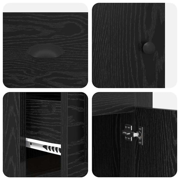 vidaXL Desk with Cabinet with Drawers Black Oak Look