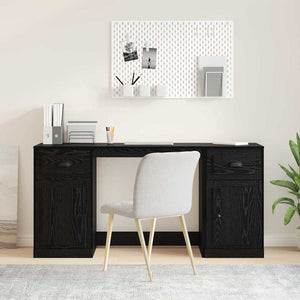 vidaXL Desk with Cabinet with Drawers Black Oak Look